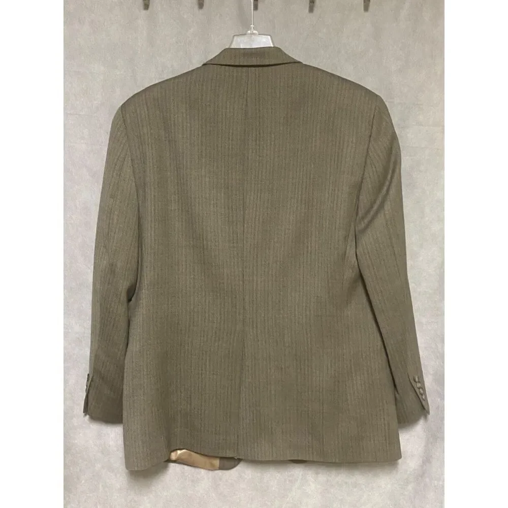 Ralph Lauren Blazer‎ Men 42R Gold Beige Herringbone 2B Wool Sport Coat Luxury